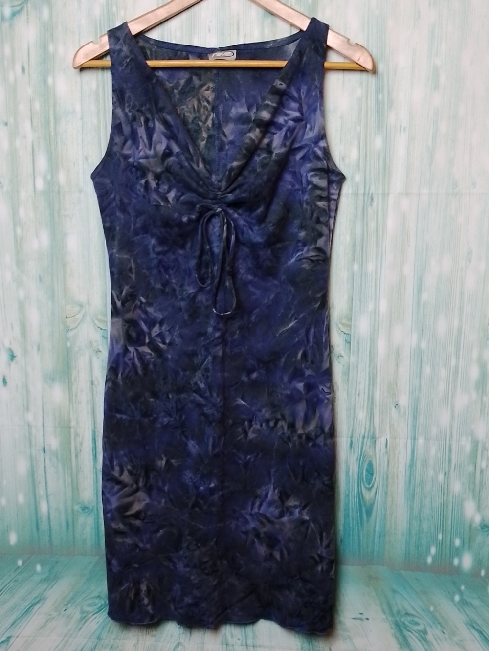 Faux Suede Tie Dye Sleeveless V Neck Midi Dress Purple Small